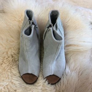Tom’s Majorca Suede Peep Toe Bootie